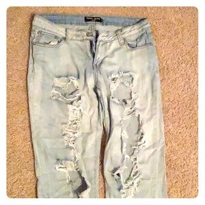 Distressed Blue Jeans